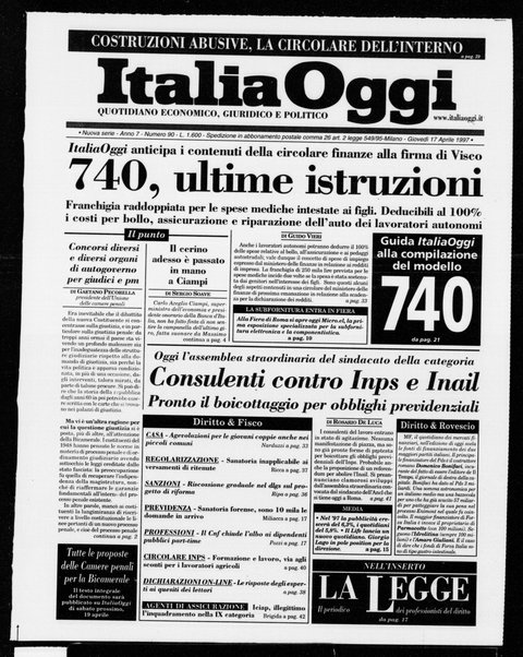 Italia oggi : quotidiano di economia finanza e politica